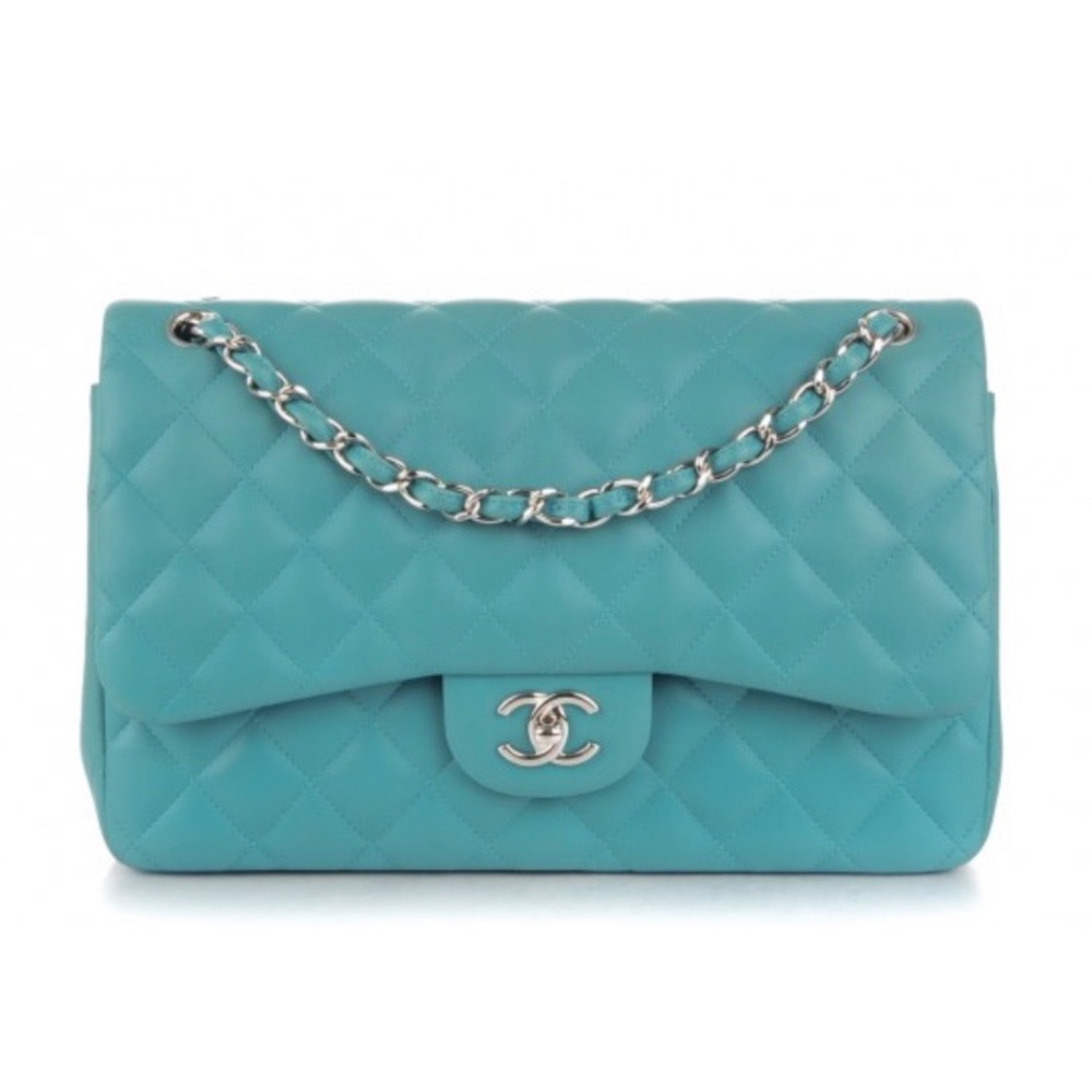 Chanel Jumbo Double Flap Bag Turquoise Blue Lambskin - Picture 1 of 15